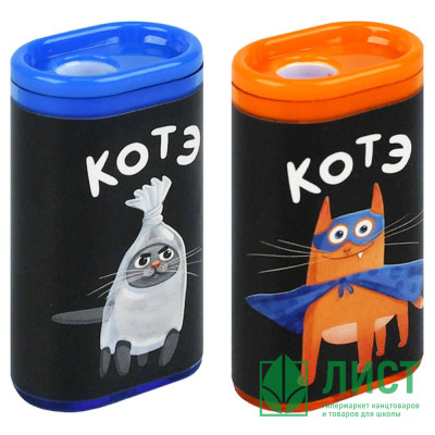 Точилка пластиковая Феникс Суперкот 1 отверстие с контейнером  ассорти арт.73144 Точилка пластиковая Феникс Суперкот 1 отверстие с контейнером  ассорти арт.73144