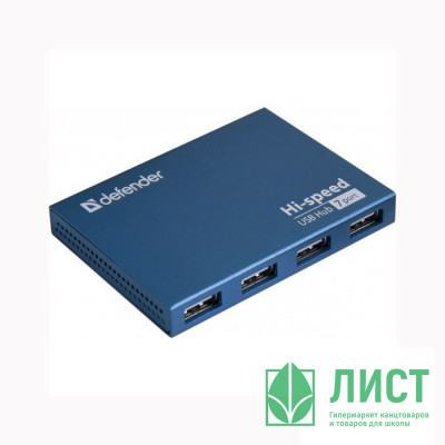 Хаб defender  USB 2.0, 7 портов, Septima Slim+блок питания Хаб defender  USB 2.0, 7 портов, Septima Slim+блок питания
