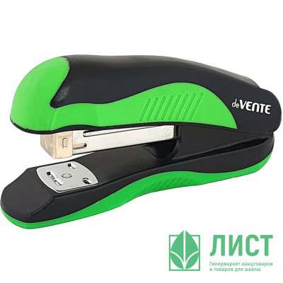 Степлер №24/6&amp;26/6 (20л) пластиковый с каучуковой вставкой deVENTE Монохром (Monochrome) черный с неоновым зеленым арт.4142000 Степлер №24/6&26/6 (20л) пластиковый с каучуковой вставкой deVENTE Монохром (Monochrome) черный с неоновым зеленым арт.4142000
