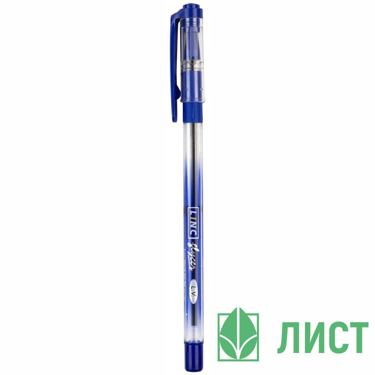 Ручка шариковая прозрачный корпус (Linc) Glycer синий, 0,7мм, грип, игла арт. 1300RF/blue (Ст12)