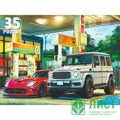 Пазлы МАКСИ 35 элементов Автомобили на заправке (РК) арт.Ф35-3422 Пазлы МАКСИ 35 элементов Автомобили на заправке (РК) арт.Ф35-3422