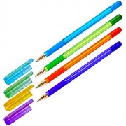 Ручка шариковая  прозрачный корпус  резиновый упор (MC Gold LE) , корпус цветной, синяя 0,5мм арт.MCL-02 (Ст.12)