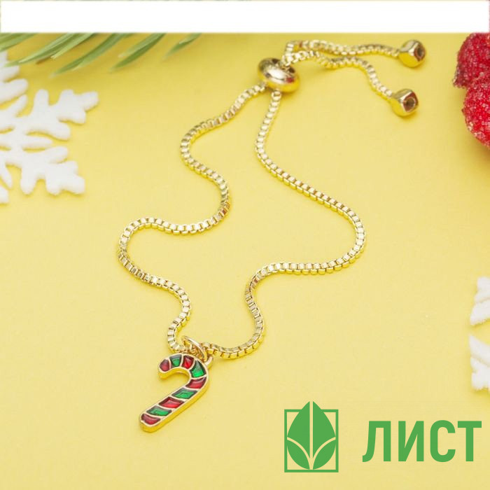 Браслет карнавальный "Леденец" красно-зеленый в золоте арт.2240273