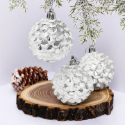 Фигурка на ёлку пластик 06см "Шишки нарядные" 03шт/наб. цв.серебо/белый арт.916-704