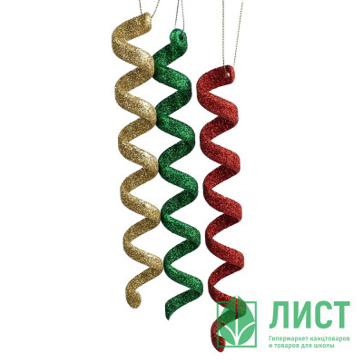 Украшение декор.подвеска пластик &quot;Сосулька витая&quot; 18см цв.асс. арт.91719 Украшение декор.подвеска пластик "Сосулька витая" 18см цв.асс. арт.91719