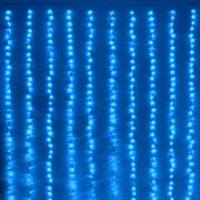 Гирлянда электрическая уличная занавес Дождь 3*2м 480LED "Водопад" цвет синий (светлый провод) 6режимов арт.725-579