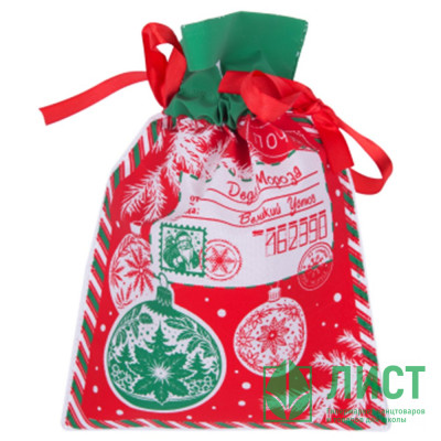 Мешок д/подарка с затяжной тесьмой 20*30см цв.красный арт.95083 Мешок д/подарка с затяжной тесьмой 20*30см цв.красный арт.95083