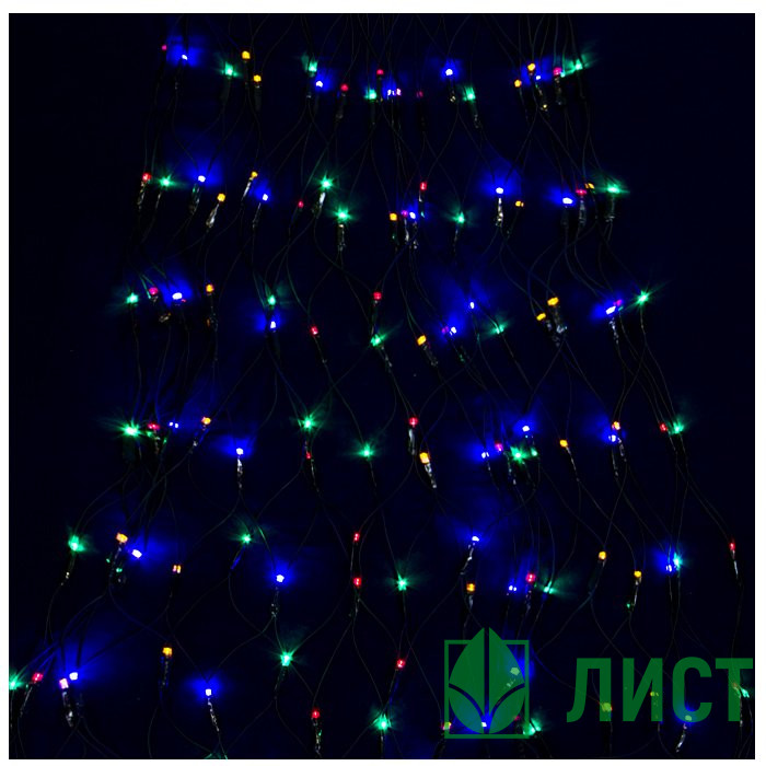 Гирлянда электрическая для дома сетка для елки 01м 224LED цвет мульти (темный провод) 8режимов артемный 362-074