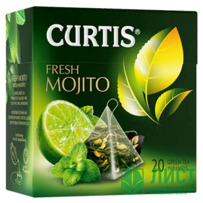 Чай Curtis пирамидки 20пак. Fresh Mojito зелёный с ароматом мохито,мяты Чай Curtis пирамидки 20пак. Fresh Mojito зелёный с ароматом мохито,мяты
