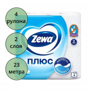 Бумага туалетная 2-слоя втулка 4 рулона в упаковке 23 метра Земма (Zewa) Plus