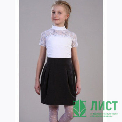 Джемпер для девочки трикотажный (Ликру) короткий рукав цвет белый арт.7052 КАМЕЛИЯ размерный ряд 36/146-42/164 Джемпер для девочки трикотажный (Ликру) короткий рукав цвет белый арт.7052 КАМЕЛИЯ размерный ряд 36/146-42/164