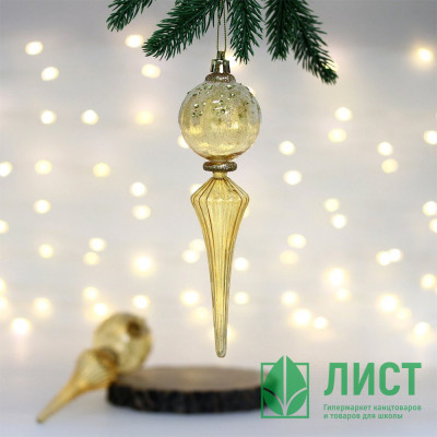 Украшение декор.подвеска пластик "Сосулька. Изящный блеск" 19см 02шт/наб. цв.золото арт.107-6115 Украшение декор.подвеска пластик "Сосулька. Изящный блеск" 19см 02шт/наб. цв.золото арт.107-6115