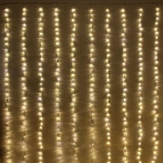 Гирлянда электрическая уличная занавес Дождь 3*2м 480LED "Водопад" цвет теплый белый (светлый провод) 6режимов арт.725-581