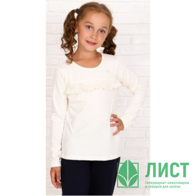 Джемпер для девочки трикотажный (Ликру) длинный рукав цвет экрю арт.0235 КЛЕО размерный ряд 32/128-42/164 Джемпер для девочки трикотажный (Ликру) длинный рукав цвет экрю арт.0235 КЛЕО размерный ряд 32/128-42/164