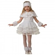 Костюм для девочки Снежинка Снеговичка (платье,пелерина,манжеты,повязка) р.26/104-34/134 арт.5135