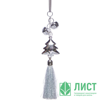 Украшение декор.подвесное текстиль/платик "Кисть.Ёлочка" 16см цв.серебро арт.92152 Украшение декор.подвесное текстиль/платик "Кисть.Ёлочка" 16см цв.серебро арт.92152