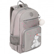 Рюкзак для девочек школьный (Grizzly) + брелок арт RG-264-1/2 серый 25х40х13см
