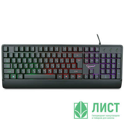 Клавиатура провод. Gembird KB-220L (USB,черный,104 клавиши,подсветка Rainbow,кабель1.5м,водооттал.поверхность) Клавиатура провод. Gembird KB-220L (USB,черный,104 клавиши,подсветка Rainbow,кабель1.5м,водооттал.поверхность)
