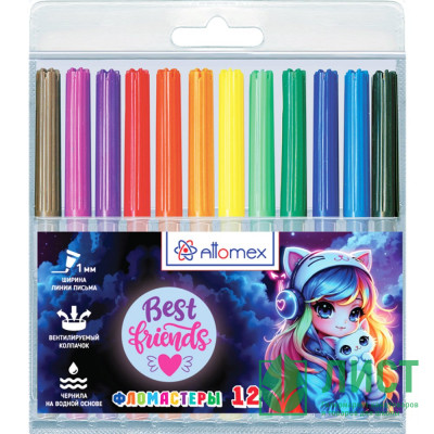 Фломастеры (Attomex) Best Friends 12 цветов вентилируемый колпачок, пластиковый блистер арт.5081618 Фломастеры (Attomex) Best Friends 12 цветов вентилируемый колпачок, пластиковый блистер арт.5081618