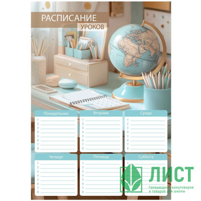 Расписание уроков А4 Феникс Глобус арт.72585 Расписание уроков А4 Феникс Глобус арт.72585