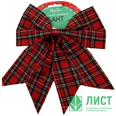Украшение декоративное "Бант" 19*23см цв.красный в клетку арт.87681 Украшение декоративное "Бант" 19*23см цв.красный в клетку арт.87681
