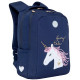 Рюкзак для девочек школьный (Grizzly) + брелок арт RG-266-2/3 синий 26х39х17см