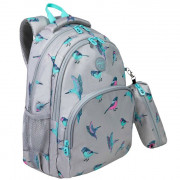 Рюкзак для девочек школьный (Grizzly) арт.RG-260-3/1 птички 27х40х20см