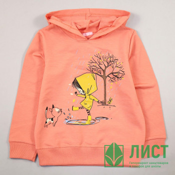 Толстовка для девочки (First kids) артикул 62276 размерный ряд 28/110-32/128 цвет персиковый Толстовка для девочки (First kids) артикул 62276 размерный ряд 28/110-32/128 цвет персиковый