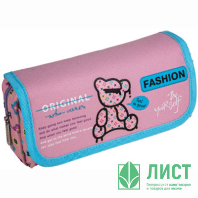 Пенал-косметичка 1 отделение с верхней створкой на липучке (deVente) Fashion Bear 205х95х70мм арт.7020408 Пенал-косметичка 1 отделение с верхней створкой на липучке (deVente) Fashion Bear 205х95х70мм арт.7020408
