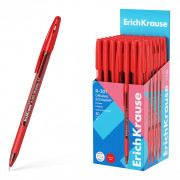 Ручка шариковая прозрачный корпус с резиновым упором (ErichKrause) R-301 Classic красный, 1,0/0,5мм арт.60974 (Ст.50)