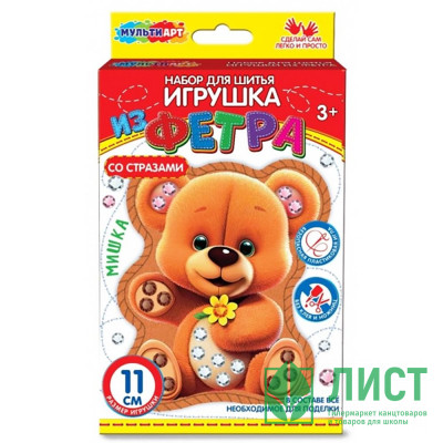 Поделка из фетра Игрушка со стразами Мишка (MultiArt) арт.FETR-120530 Поделка из фетра Игрушка со стразами Мишка (MultiArt) арт.FETR-120530