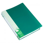 Папка 60 файлов 0,60мм пластиковая  Бюрократ зеленая, карман арт.BPV60grn