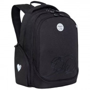 Рюкзак для девочек школьный (Grizzly) арт RG-268-1/3 черный 28х41х20см