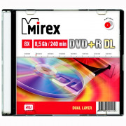 Диск DVD+R Mirex 8.5 Gb, 8x, Slim Case (1), Dual Layer (1/50)