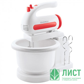 Миксер Energy, арт. EN-273, белый/красный, 5 скоростей, с чашей, 200Вт Миксер Energy, арт. EN-273, белый/красный, 5 скоростей, с чашей, 200Вт
