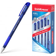 Ручка гелевая прозрачный корпус  резиновый упор (ErichKrause) G-Star синий, 0,5мм арт.45206 (Ст.12)