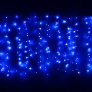 Гирлянда электрическая уличная занавес Дождь 1,5*2,5м 360LED цвет синий (светлый провод) 8режимов арт.196-501
