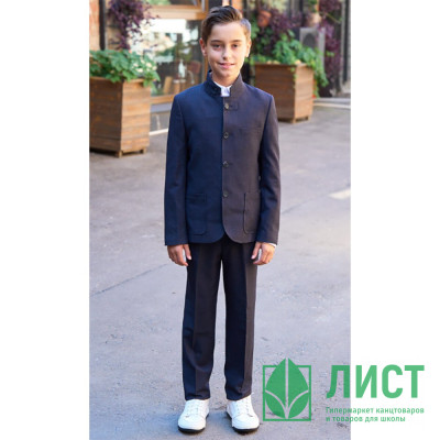 Брюки для мальчика (Praleska) Сударь зауженный силуэт размерный ряд 30/134-42/170 цвет синий Брюки для мальчика (Praleska) Сударь зауженный силуэт размерный ряд 30/134-42/170 цвет синий
