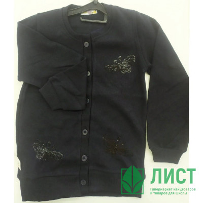 Кардиган для девочки (MULTIBREND) артикул Бабочка размерный ряд 36/140-42/158 цвет синий Кардиган для девочки (MULTIBREND) артикул Бабочка размерный ряд 36/140-42/158 цвет синий