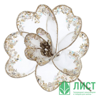 Украшение декор. &quot;Цветок. Магнолия&quot; 40см цв.белый/золото арт.824329 Украшение декор. "Цветок. Магнолия" 40см цв.белый/золото арт.824329