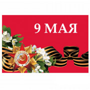 9 МАЯ Флаг "9 мая с Цветами" 14*21см арт.2009-060