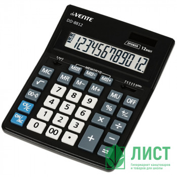 Калькулятор настольный 12 разрядный двойное питание  deVENTE 155x205x35 (DD-8812) черный (Ст.1) Калькулятор настольный 12 разрядный двойное питание  deVENTE 155x205x35 (DD-8812) черный (Ст.1)