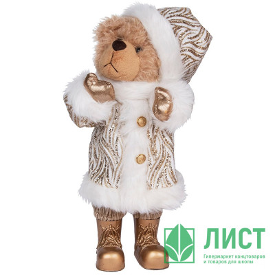 Игрушка декор. &quot;Медведь&quot; 35см в белой шубке с золотом арт.92786 Игрушка декор. "Медведь" 35см в белой шубке с золотом арт.92786