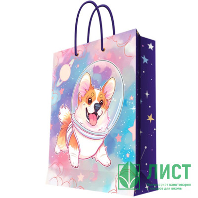 Пакет подароч. бумаж. 17,8*22,9см &quot;Корги_космонавт&quot; арт.96392 Пакет подароч. бумаж. 17,8*22,9см "Корги_космонавт" арт.96392