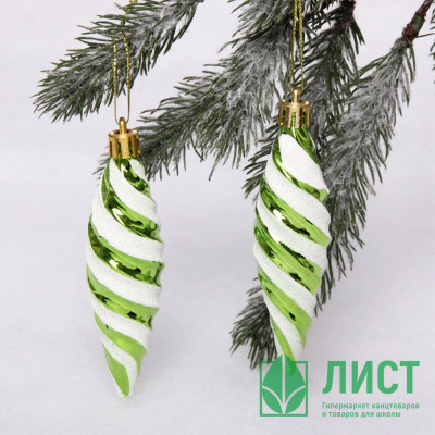 Фигурка на ёлку пластик 10см &quot;Сосулька витая&quot; 02шт/наб. цв.салатовый арт.916-0344 Фигурка на ёлку пластик 10см "Сосулька витая" 02шт/наб. цв.салатовый арт.916-0344