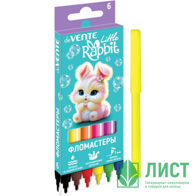 Фломастеры (deVENTE) Little Rabbit 6 цветов вентилируемый колпачок картонная коробка арт.5080626 Фломастеры (deVENTE) Little Rabbit 6 цветов вентилируемый колпачок картонная коробка арт.5080626