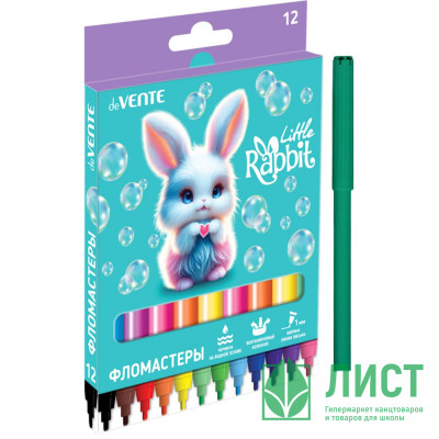 Фломастеры (deVENTE) Little Rabbit 12 цветов вентилируемый колпачок картонная коробка арт.5081626 Фломастеры (deVENTE) Little Rabbit 12 цветов вентилируемый колпачок картонная коробка арт.5081626