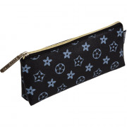 Пенал-косметичка 1 отделение кожзам (deVente) Monogram 210x80x35мм черный арт.7026440