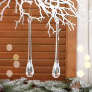 Украшение декор.подвеска пластик "Капля прозрачная. Изящная" 16см 02шт/наб. арт.259-170