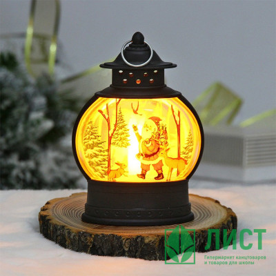 Сувенир с подсветкой LED &quot;Фонарь Дедушка Мороз&quot; 13см цв.черный арт.700-0631 Сувенир с подсветкой LED "Фонарь Дедушка Мороз" 13см цв.черный арт.700-0631